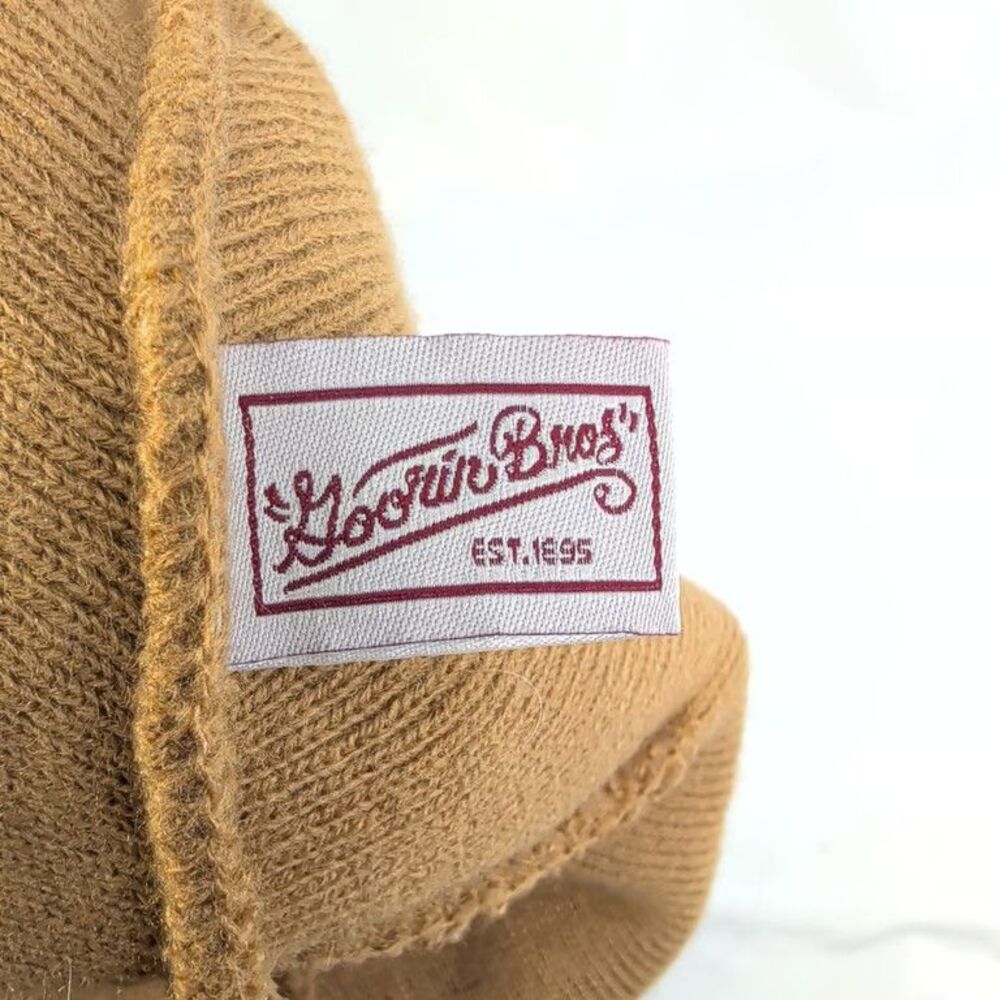 Goorin Bros The Farm G.O.A.T. Goat Animal Patch Cuffed Beanie Knit Hat Tan Brown - Picture 4 of 8